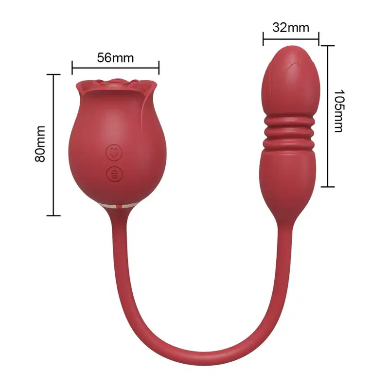 Rosa Sugador de Clitóris e Vibrador Vai e Vem 10 Modos de Vibração em Silicone Recarregável
