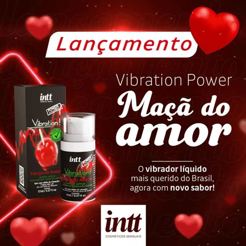Vibration Power Extra Forte Maçã Do Amor Intt Gel Lubrificante 17ml - 2 un