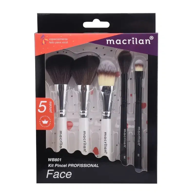 Kit 5 Pincel Profissional para Face Macrilan - WB801