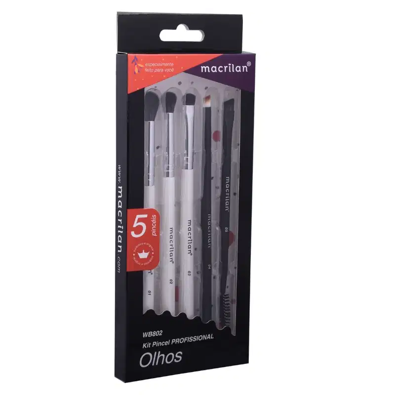 Kit com 5 Pinceis Profissional para olhos WB802 Macrilan