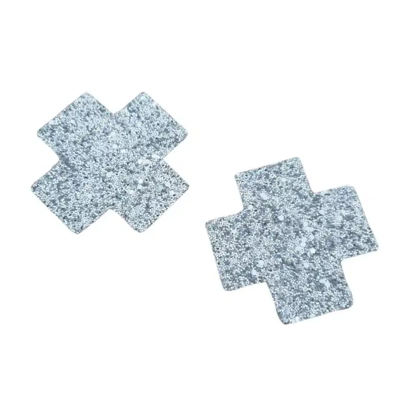 Par Tapa Mamilo em X com Strass Brilhante Yaffa - Prata