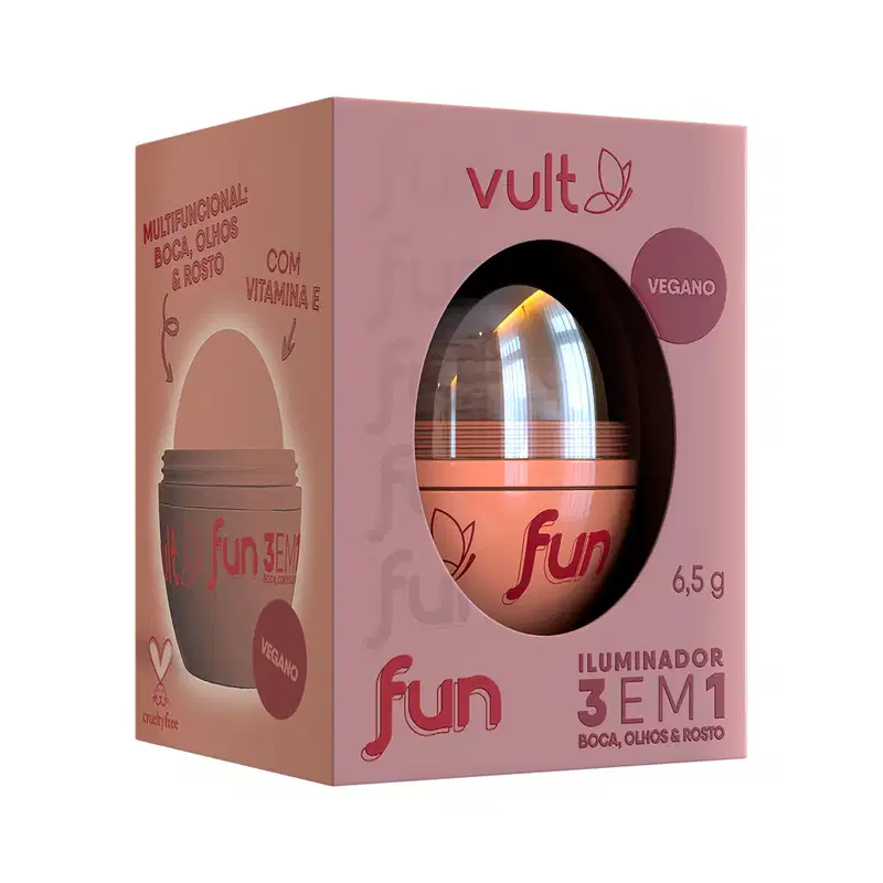 Iluminador 3 em 1 Vult Fun Rosé Iluminada 6,5g