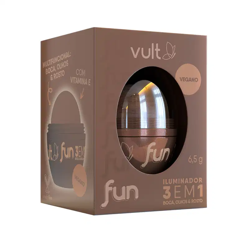 Iluminador 3 em 1 Vult Fun Dourado Radiante 6,5g