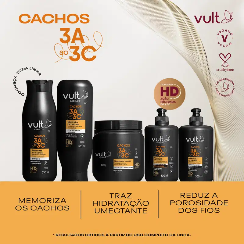 Creme Para Pentear Definição Suave Vult Cabelos Cachos 3A a 3C 300ml