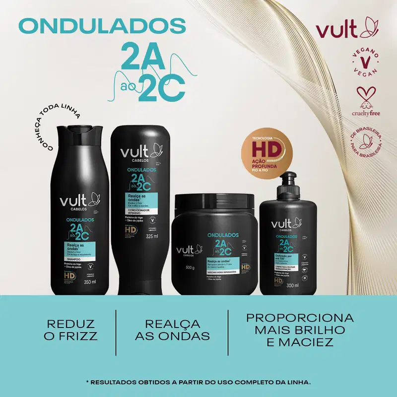 Vult Cabelos Ondulados 2A ao 2C Hidra-Reparadora - Máscara Capilar 500g
