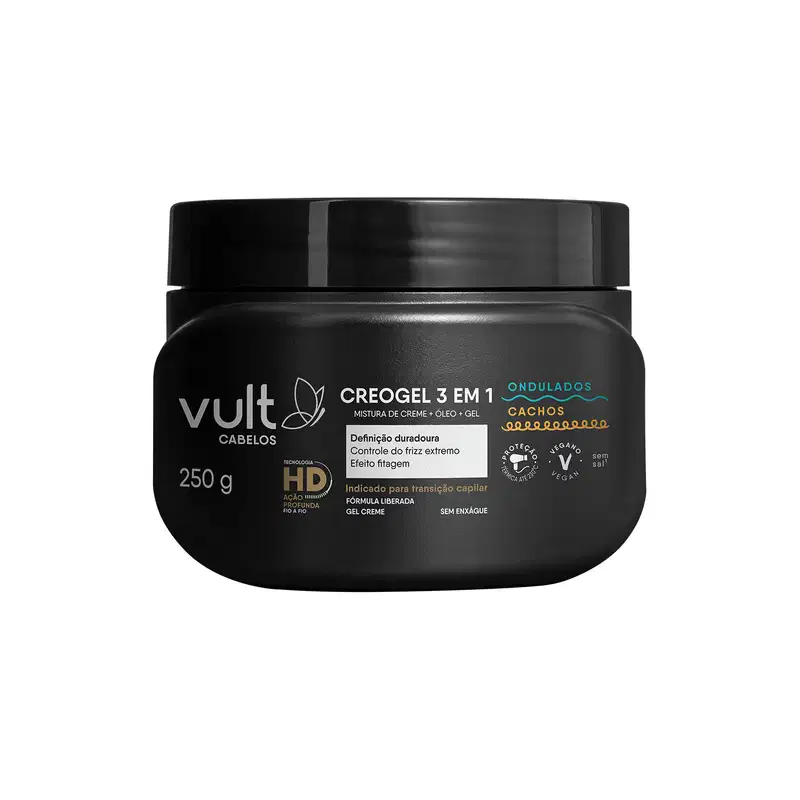 Vult Cabelos Ondulados e Cachos Creogel 3 em 1 - Ativador de Cachos 250g