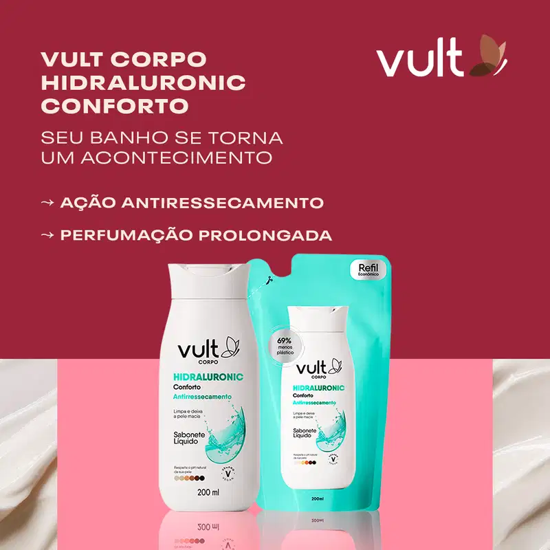 Sabonete Líquido Antiressecamento Vult Corpo Hidraluronic Conforto 200ml