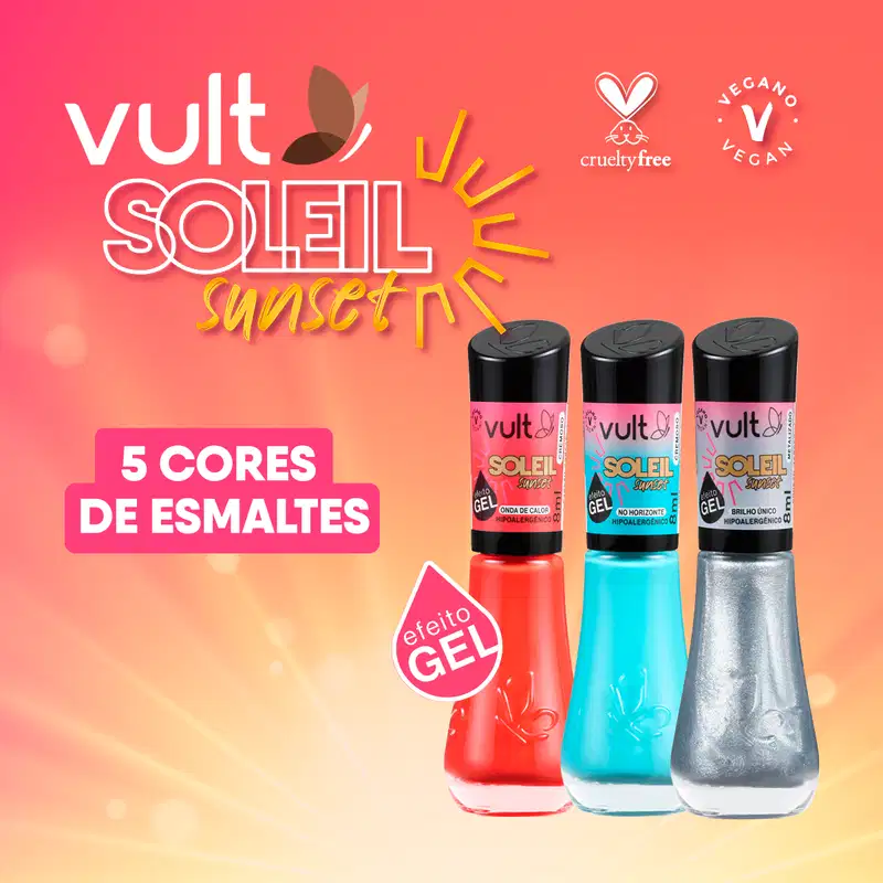 Esmalte Dourado Sol Vibrante 5 Free Vult Soleil Sunset  8ml