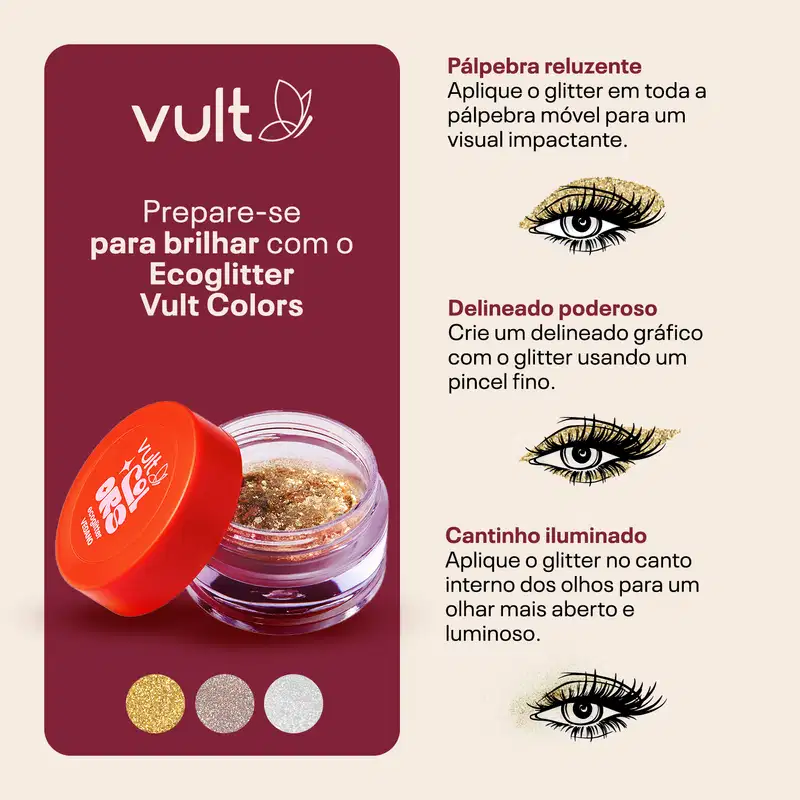 Ecoglitter Multifuncional Prata Paetê Vult Colors 1g