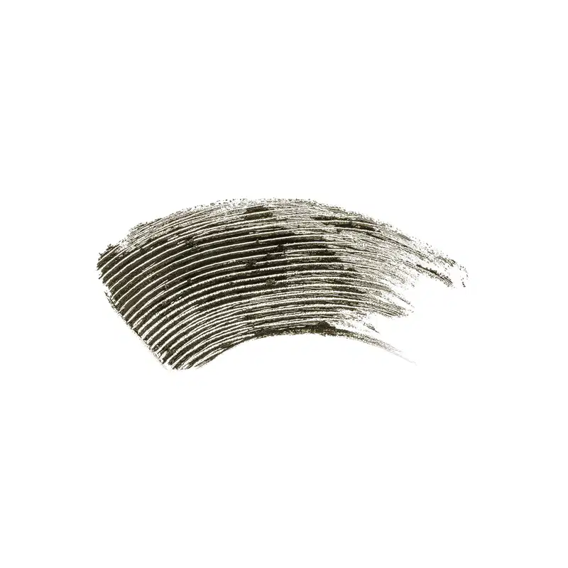A imagem é a textura da aplicação do produto. Escura, como um castanho escuro e estriada.