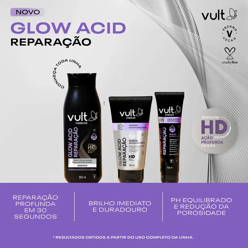 Shampoo Vult Glow Acid Reparação 350ml