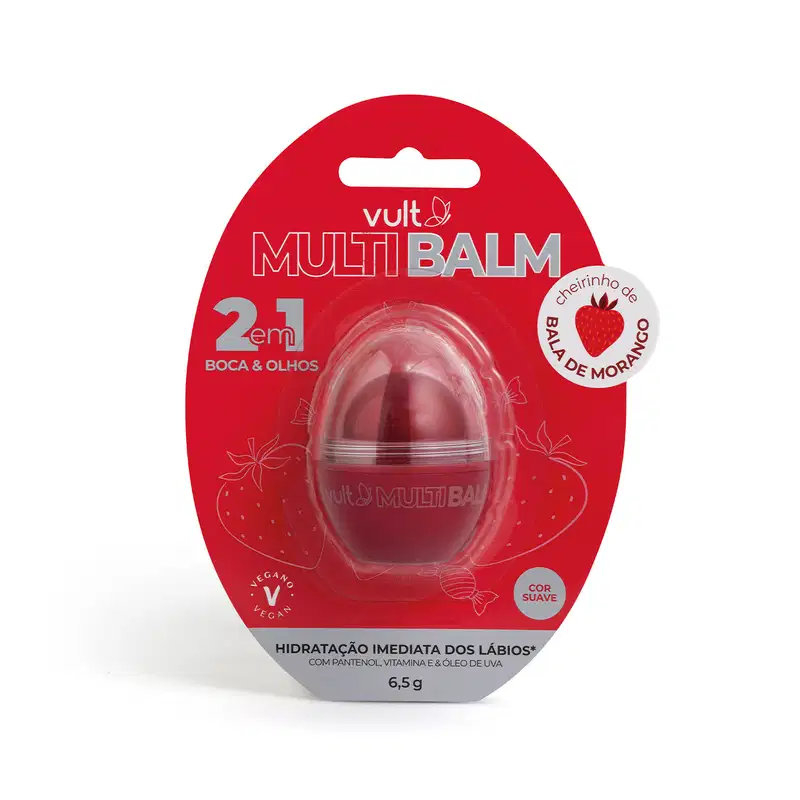 Multi Balm 2 em 1 Vermelho Bala de Morango 6,5g
