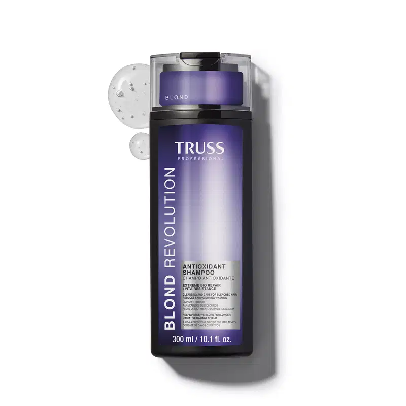 Shampoo da linha Blond Revolution da marca TRUSS.