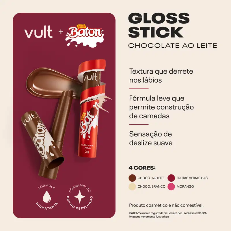 Vult e Baton Gloss Stick Rosa 2g