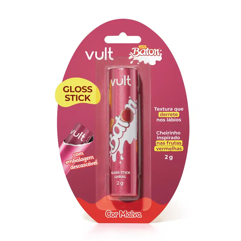 Vult & Baton Gloss Stick Malva Frutas Vermelhas 2g