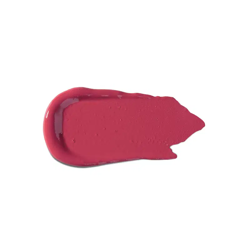 Textura cremosa e brilhante, com aparência aveludada e uniforme. Cor rosa intensa, com leve reflexo. Produto com consistência macia e suave ao toque.