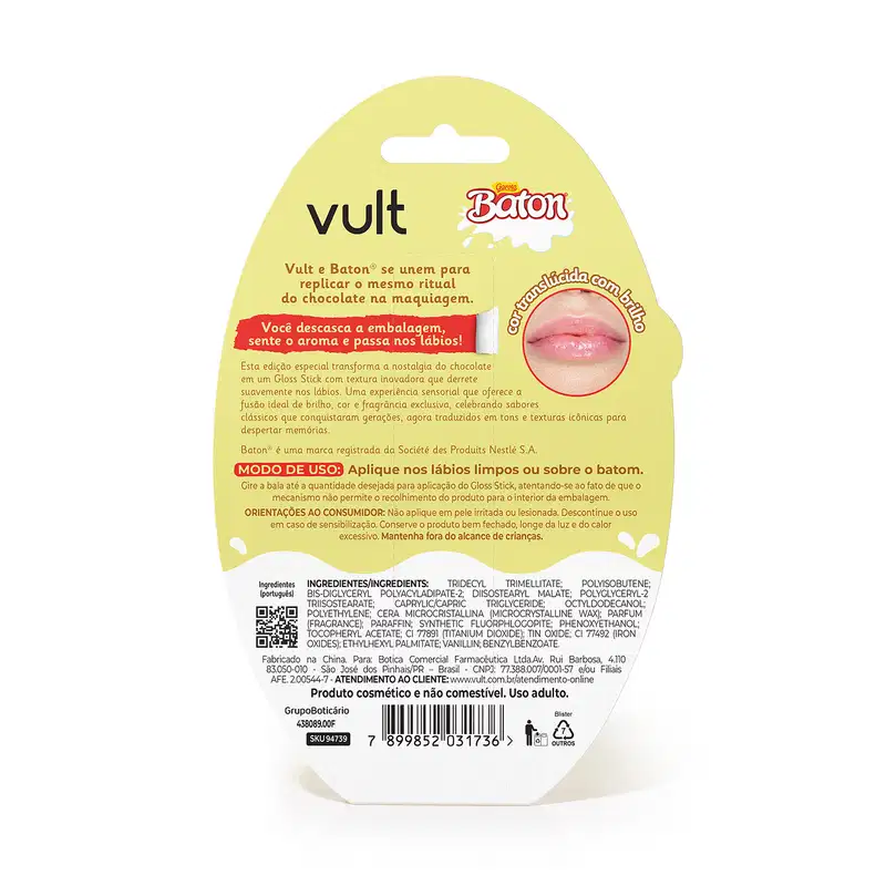 Vult & Baton Gloss Stick Translúcido com Glitter 2g