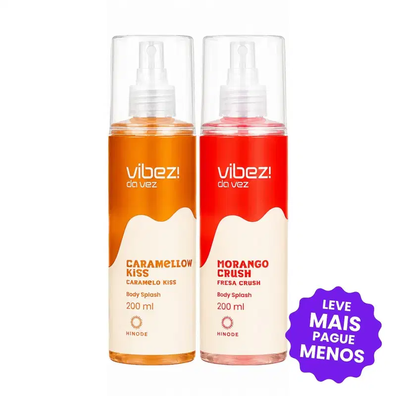 Kit 2 Body Splash Vibez da Vez! Morango Crush + Caramellow Kiss