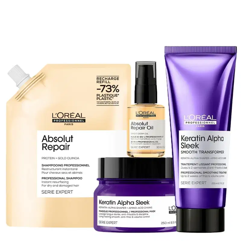 Kit L'Oréal Professionnel Absolut Keratin Alpha Sleek Restructurant for Home (4 Produtos)