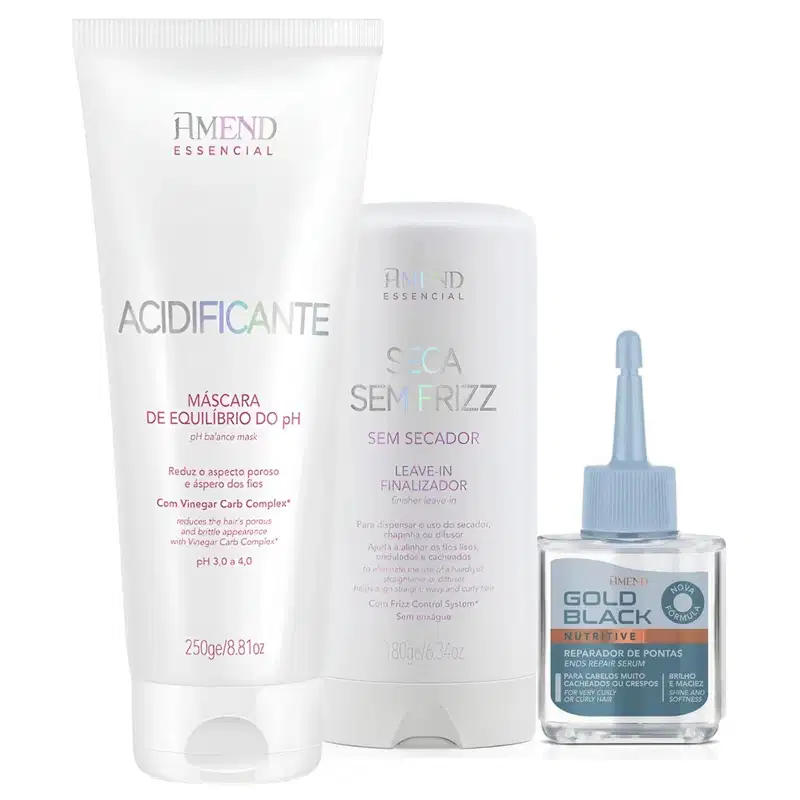 Kit Amend Ph Máscara + Seca Sem Frizz Essencial + Óleo Gold Black