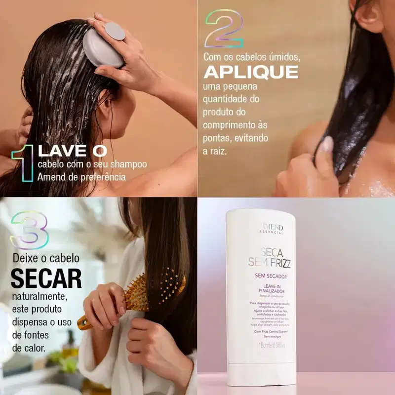 Kit Amend Ph Máscara + Seca Sem Frizz Essencial + Óleo Gold Black