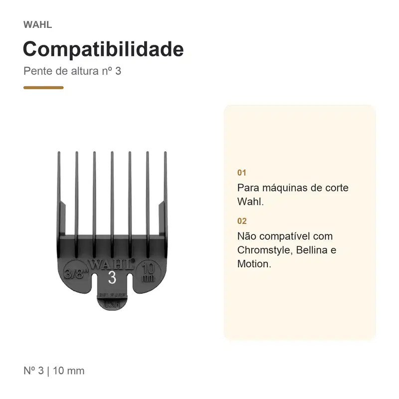Pente de Altura Nº 3 para Máquina de Corte Wahl 10mm