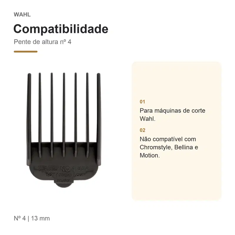 Pente de Altura Nº 4 para Máquina de Corte Wahl 13mm