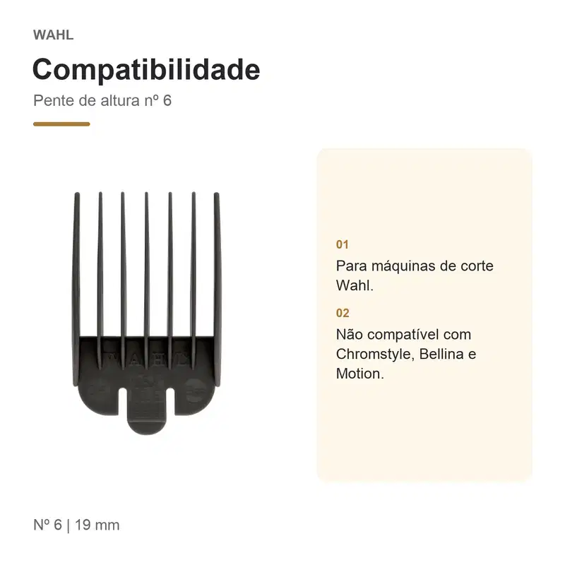 Pente de Altura Nº 6 para Máquina de Corte Wahl 19mm