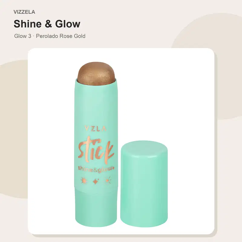 Stick Iluminador Shine & Glow Vizzela  - Glow 3 - Perolado Rose Gold