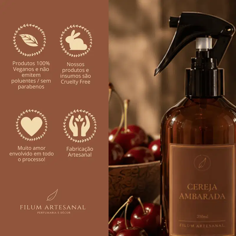 Filum Artesanal Home Spray de Ambiente Cereja Ambarada 200ml