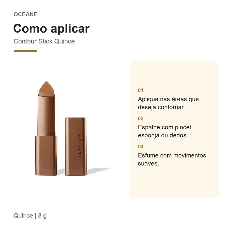 Bronzer Bastão Marrom Claro Contour Stick Quince Océane 8g