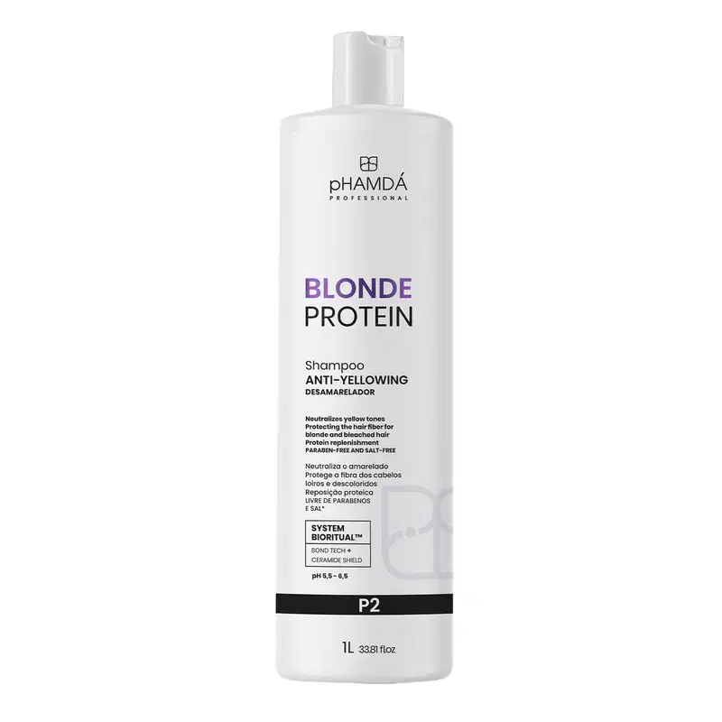 Shampoo Profissional Desamarelador Blonde Protein 1 Litro pHAMDÁ