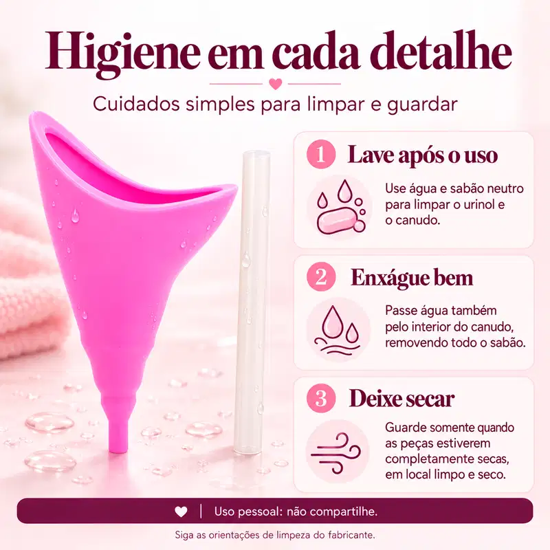 Urinol Feminino Portátil Silicone Xixi em Pé com Canudo