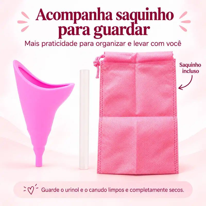 Urinol Feminino Portátil Silicone Xixi em Pé com Canudo