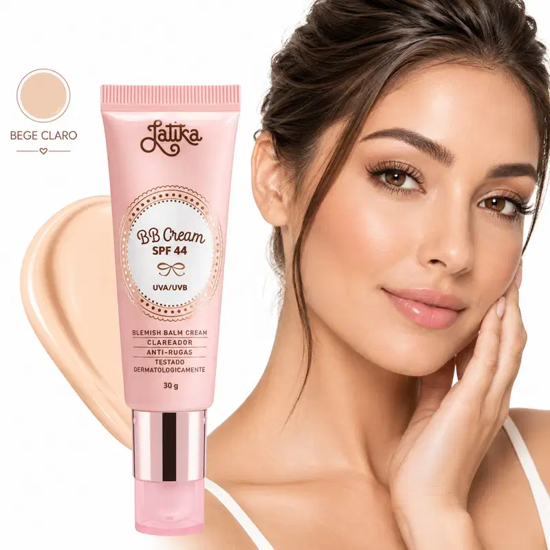 Kit Maquiagem Latika BB Cream FPS 44 + Pó Compacto Powder FPS 30 Maquiagem Facial Cor Claro