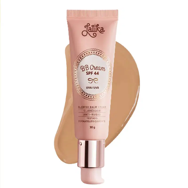 Kit Maquiagem Latika BB Cream FPS 44 + Pó Compacto Powder FPS 30 Maquiagem Facial Cor Bege Médio