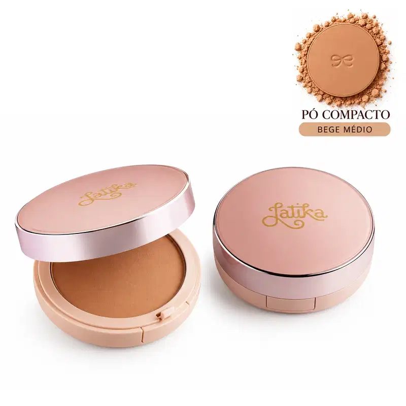 Kit Maquiagem Latika BB Cream FPS 44 + Pó Compacto Powder FPS 30 Maquiagem Facial Cor Bege Médio