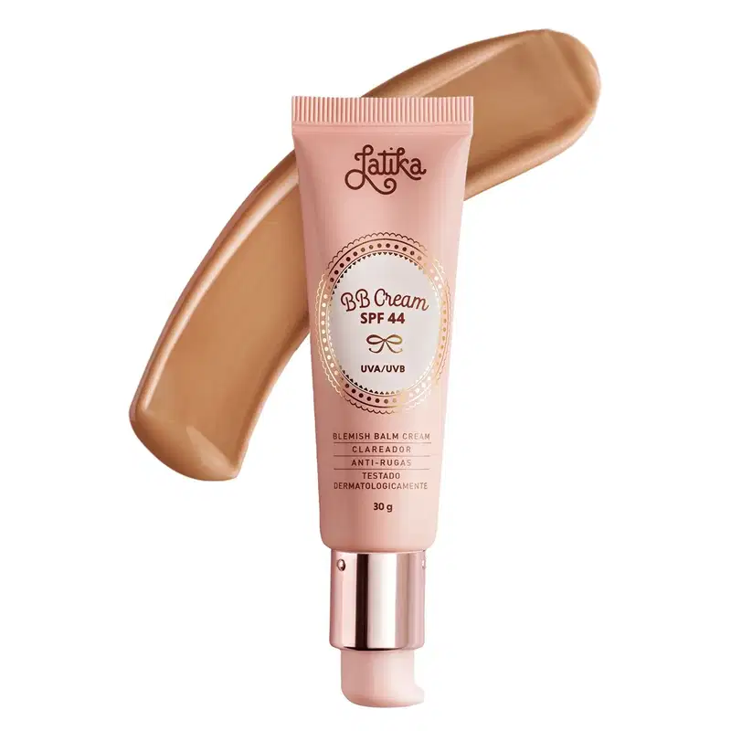 Kit Maquiagem Latika BB Cream FPS 44 + Pó Compacto Powder FPS 30 Maquiagem Facial Cor Bege Escuro