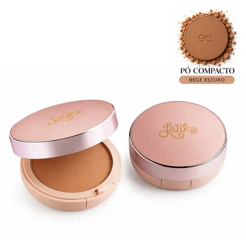Kit Maquiagem Latika BB Cream FPS 44 + Pó Compacto Powder FPS 30 Maquiagem Facial Cor Bege Escuro