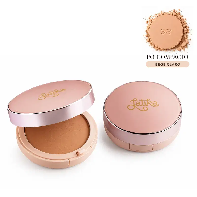 Kit Maquiagem Latika BB Cream FPS 44 + Pó Compacto Powder FPS 30 Maquiagem Facial Cor Bege Claro