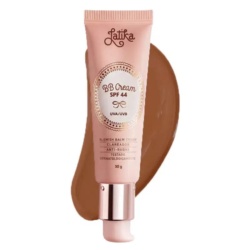 Kit Maquiagem Latika BB Cream FPS 44 + Pó Compacto Powder FPS 30 Maquiagem Facial Cor Escuro
