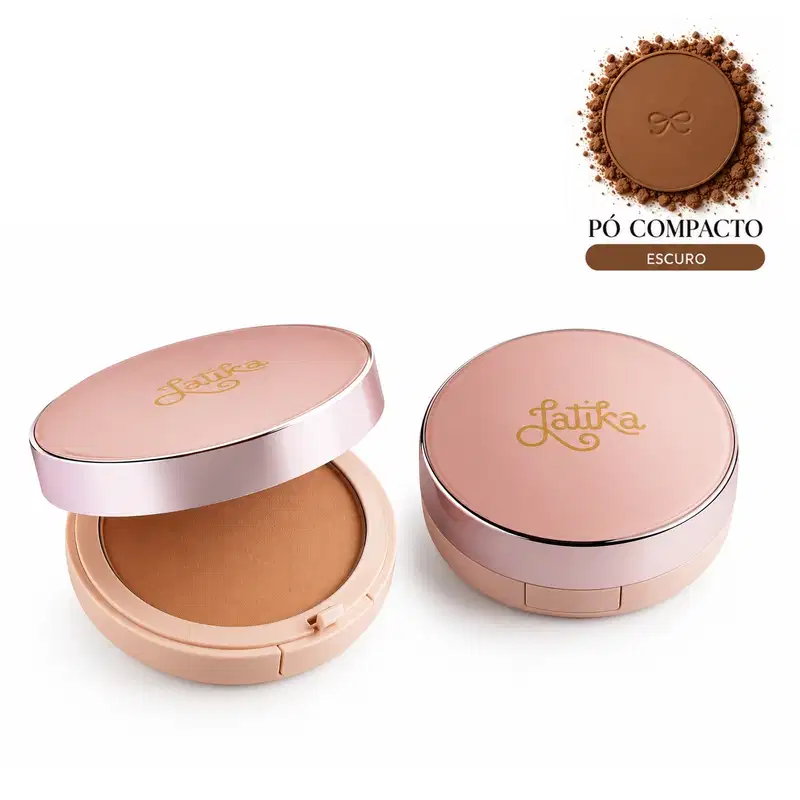 Kit Maquiagem Latika BB Cream FPS 44 + Pó Compacto Powder FPS 30 Maquiagem Facial Cor Escuro