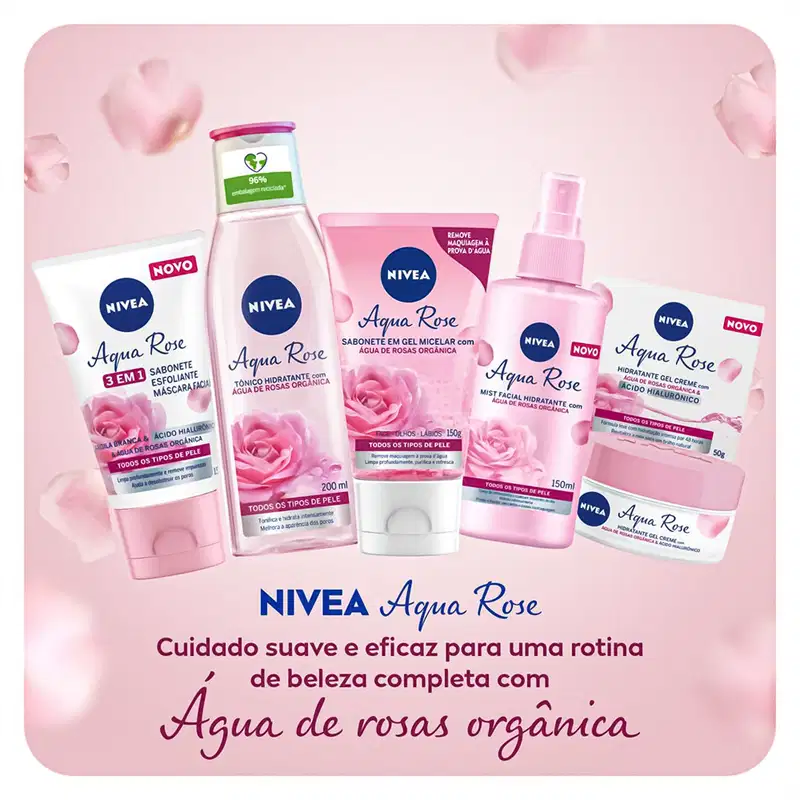 NIVEA Aqua Rose 3 em 1 - Sabonete, Esfoliante e Máscara Facial 150ml