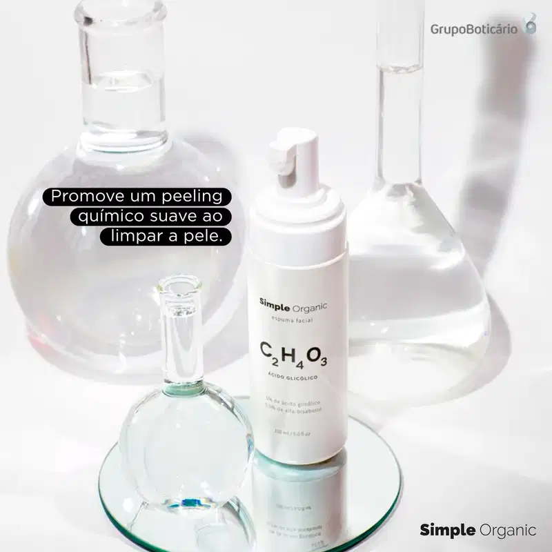 Simple Organic Ácido Glicólico - Espuma de Limpeza Facial 150ml