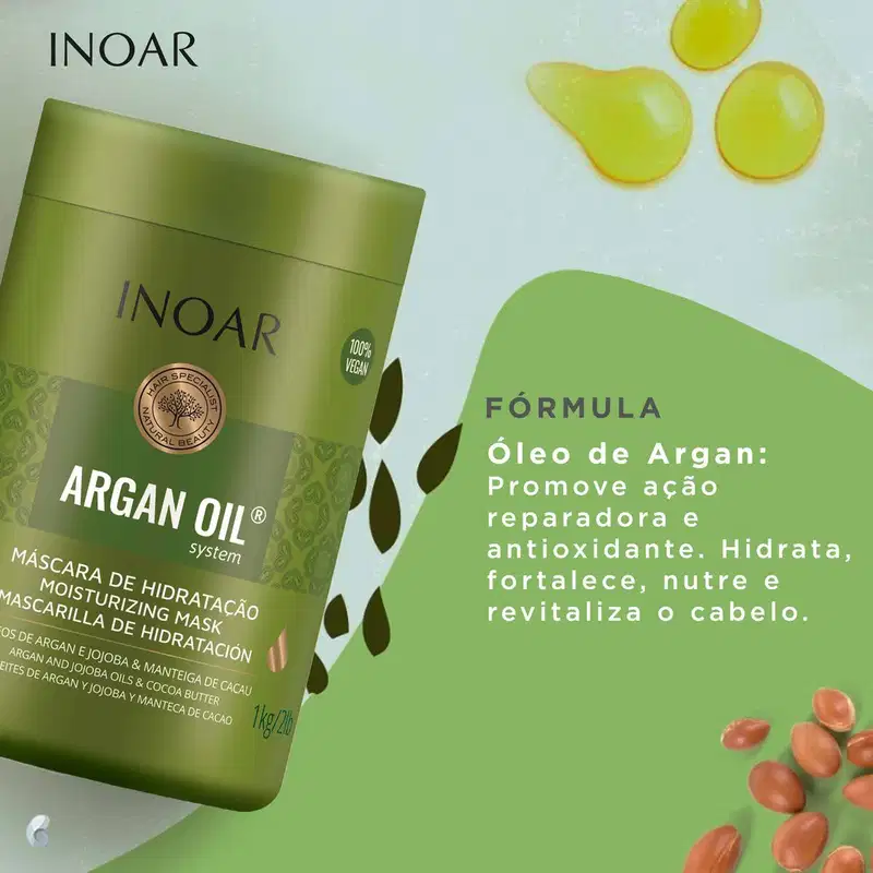 Inoar Argan Oil System - Máscara Capilar 1000g