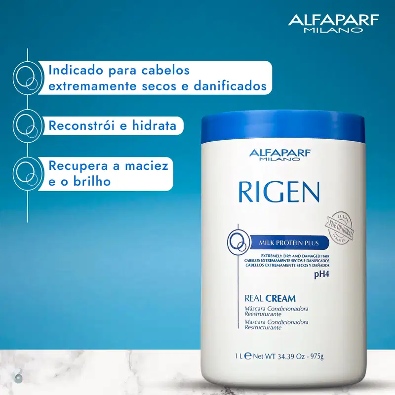 Alfaparf Rigen Milk Protein Plus Real Cream - Máscara Capilar 1L