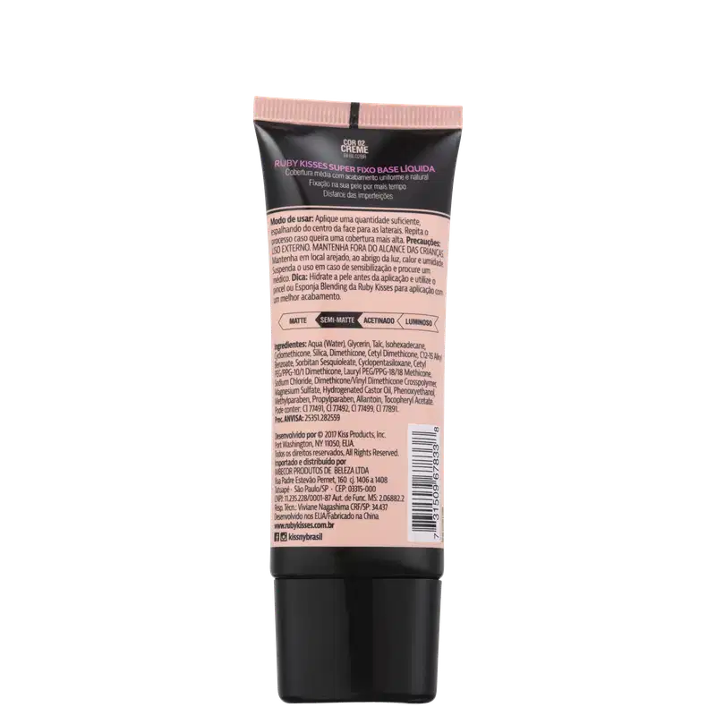 Ruby Kisses Super Fixo 02 Creme - Base Líquida 28g