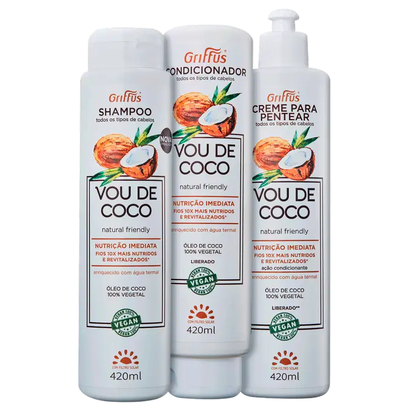 Kit Griffus Vou de Coco Leave-In (3 Produtos)