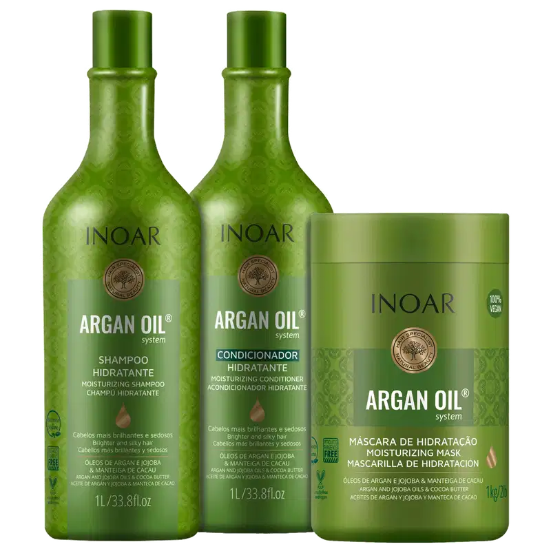 Kit Inoar Argan Oil System Salon Trio (3 Produtos)