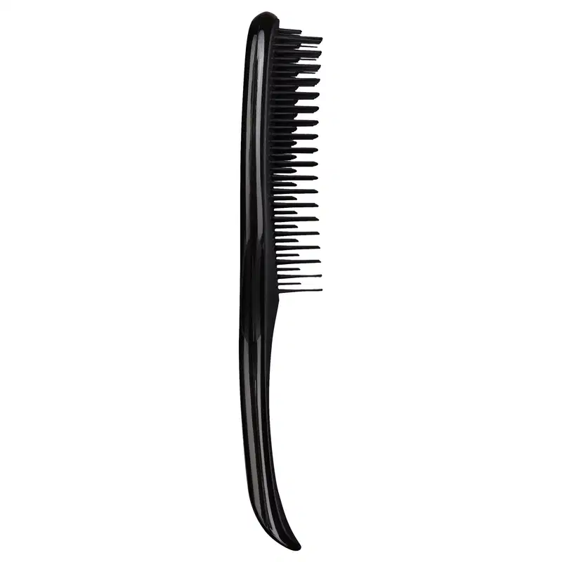 Escova de cabelo preta da marca Tangle Teezer, com design ergonômico e superfície ponteada para facilitar o desembaraço dos fios.